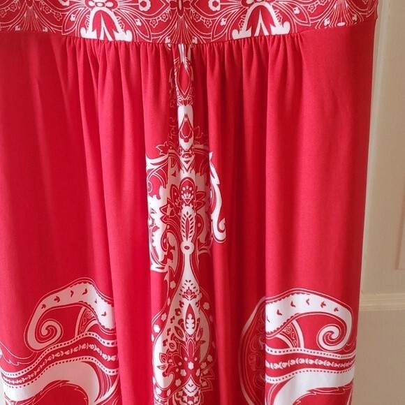 NWT SANDRA DARREN MAXIDRESS RED WHITE SIZE 8 - Picture 3 of 10